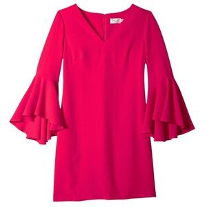 Eliza J Fuchsia Long Sleeve Ruffle-Sleeve Dress